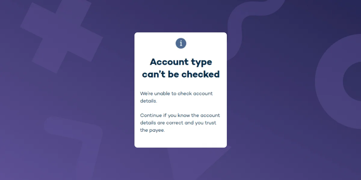 "Account type can't be checked" warning