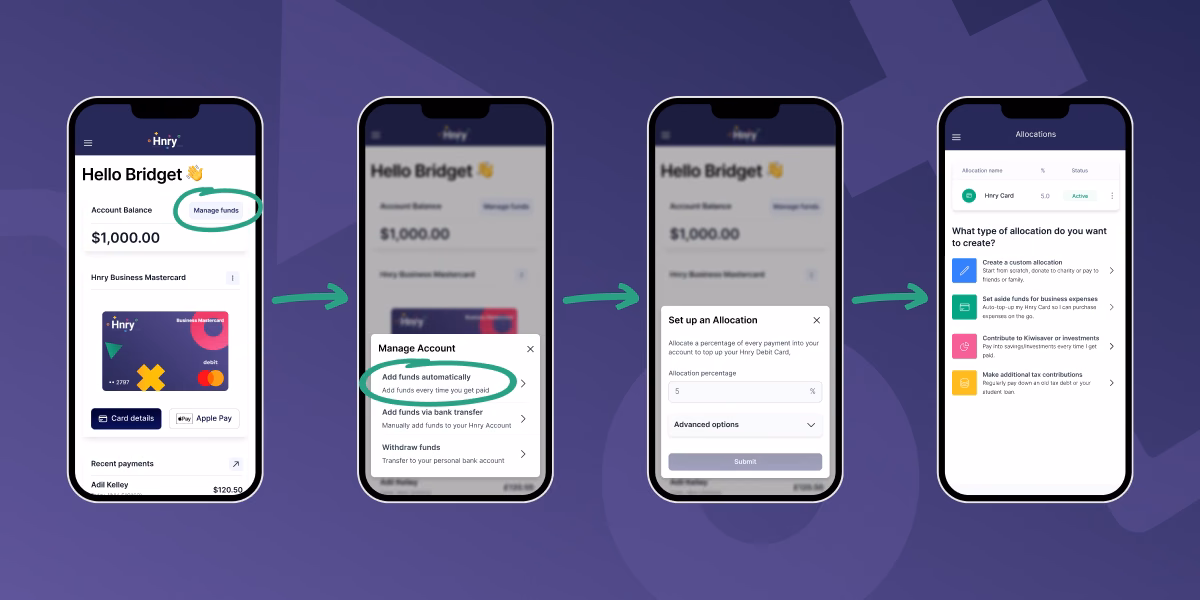 Manage funds and set up allocations