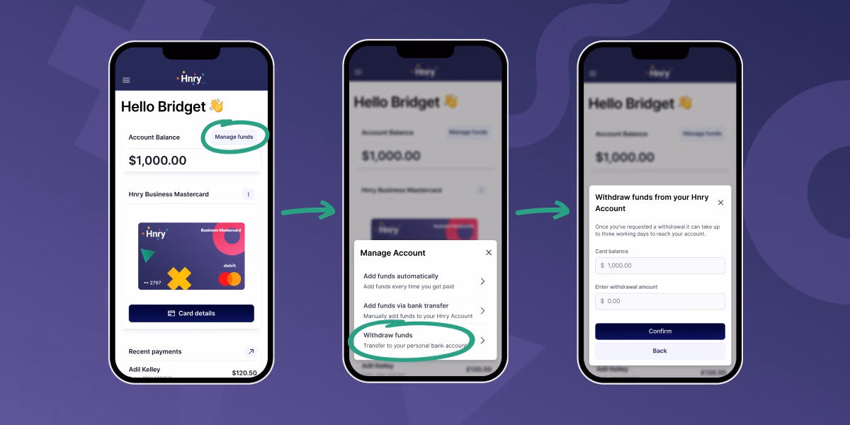 Withdraw funds from your card