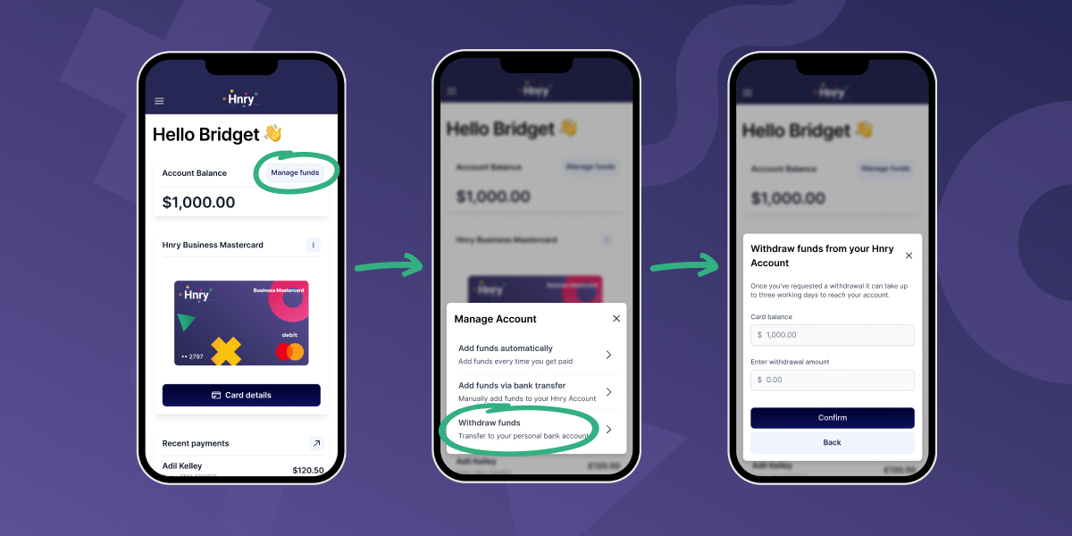 Withdraw funds from your card