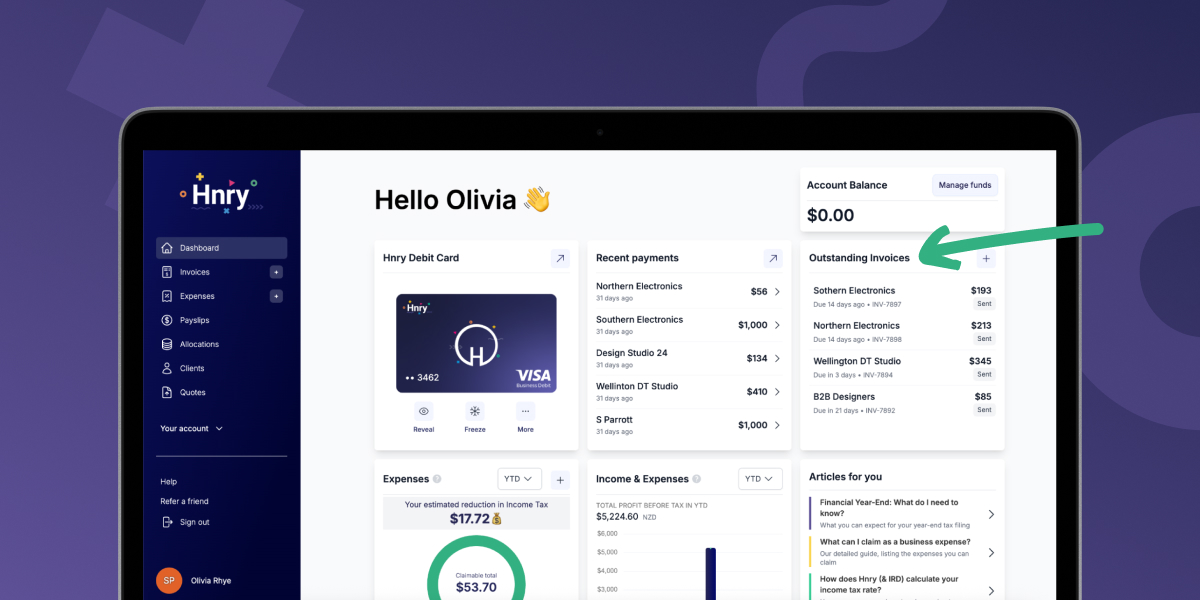 Hnry dashboard