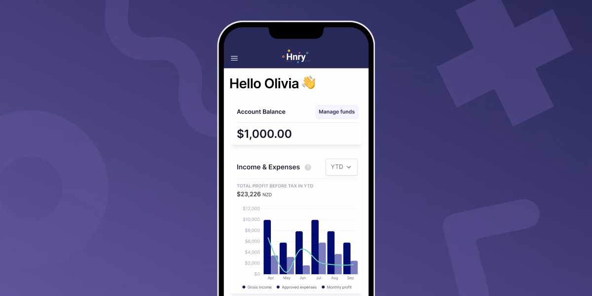 Hnry dashboard on mobile