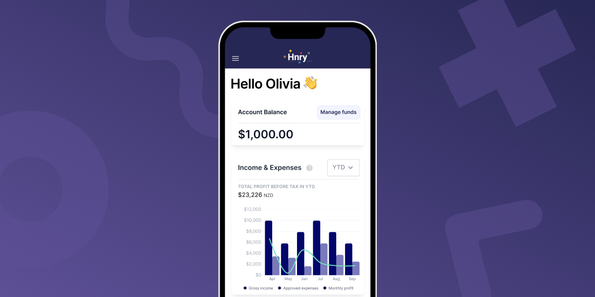 Hnry dashboard on mobile