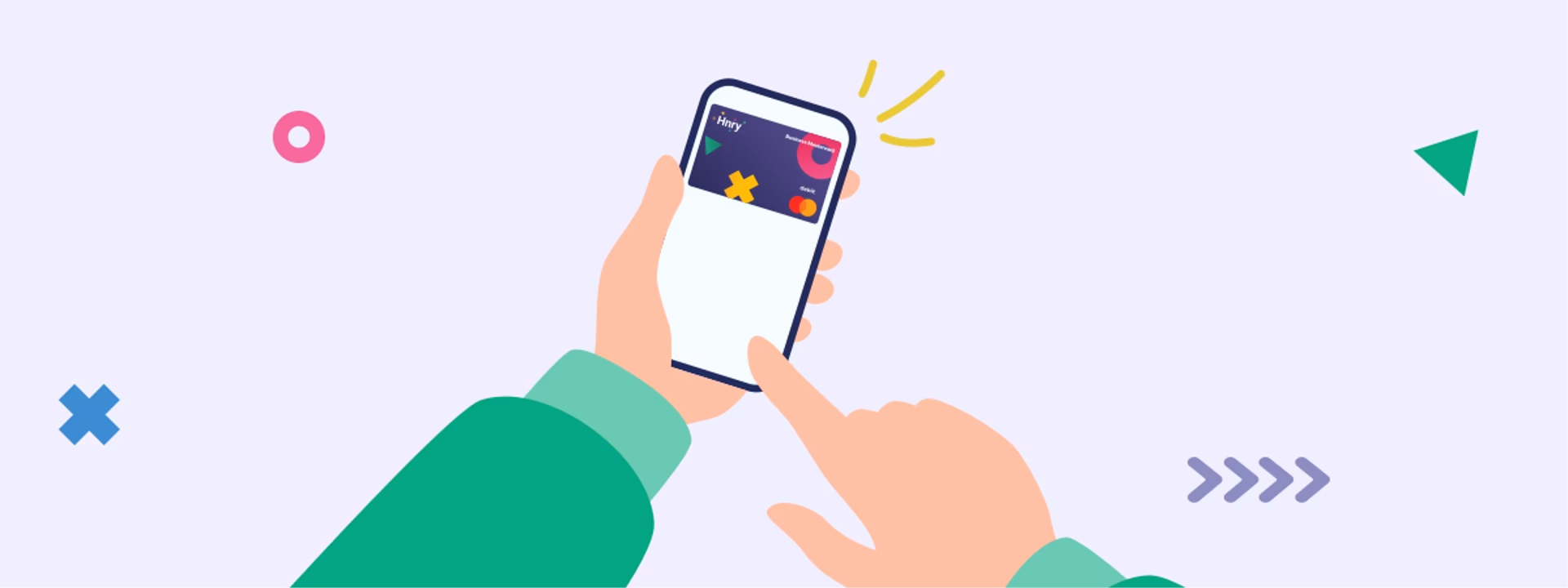 Someone tapping the Hnry Business Mastercard in the Hnry app