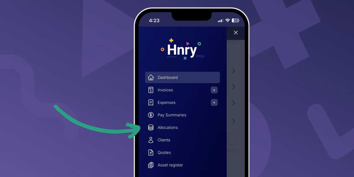 Allocations in Hnry app menu