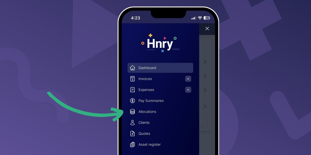 Allocations in Hnry app menu