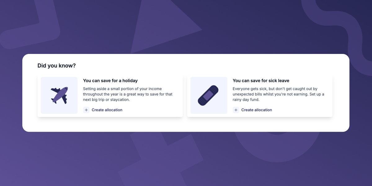 Save for holidays or sick leave