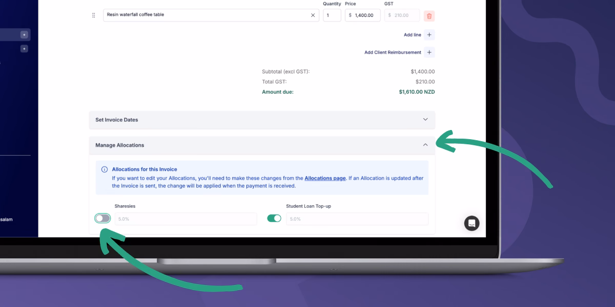 Turn off Allocations of invoices