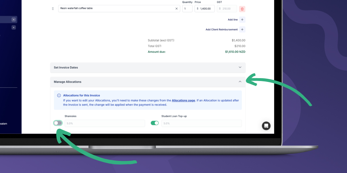 Turn off Allocations of invoices