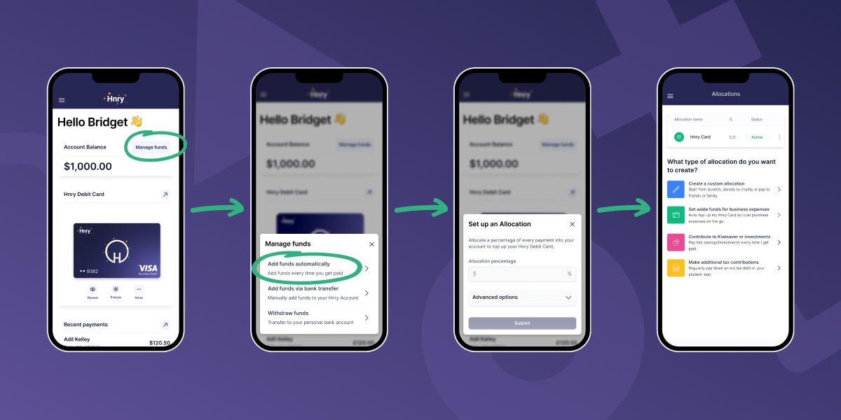 Adding funds automatically to your Hnry Debit Card