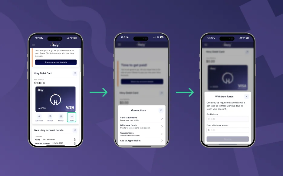 Withdraw funds from your Hnry Debit Card