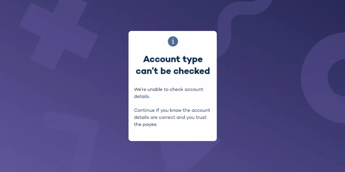 "Account type can't be checked" warning